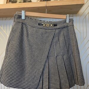 Maje Black and White Houndstooth Mini Skirt